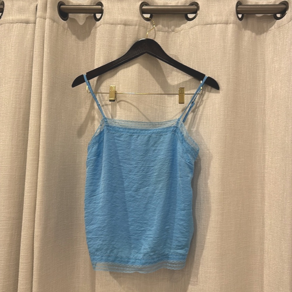 ABERCROMBIE & FITCH Lace Trim Silk Blue Camisole | SMALL | NWT